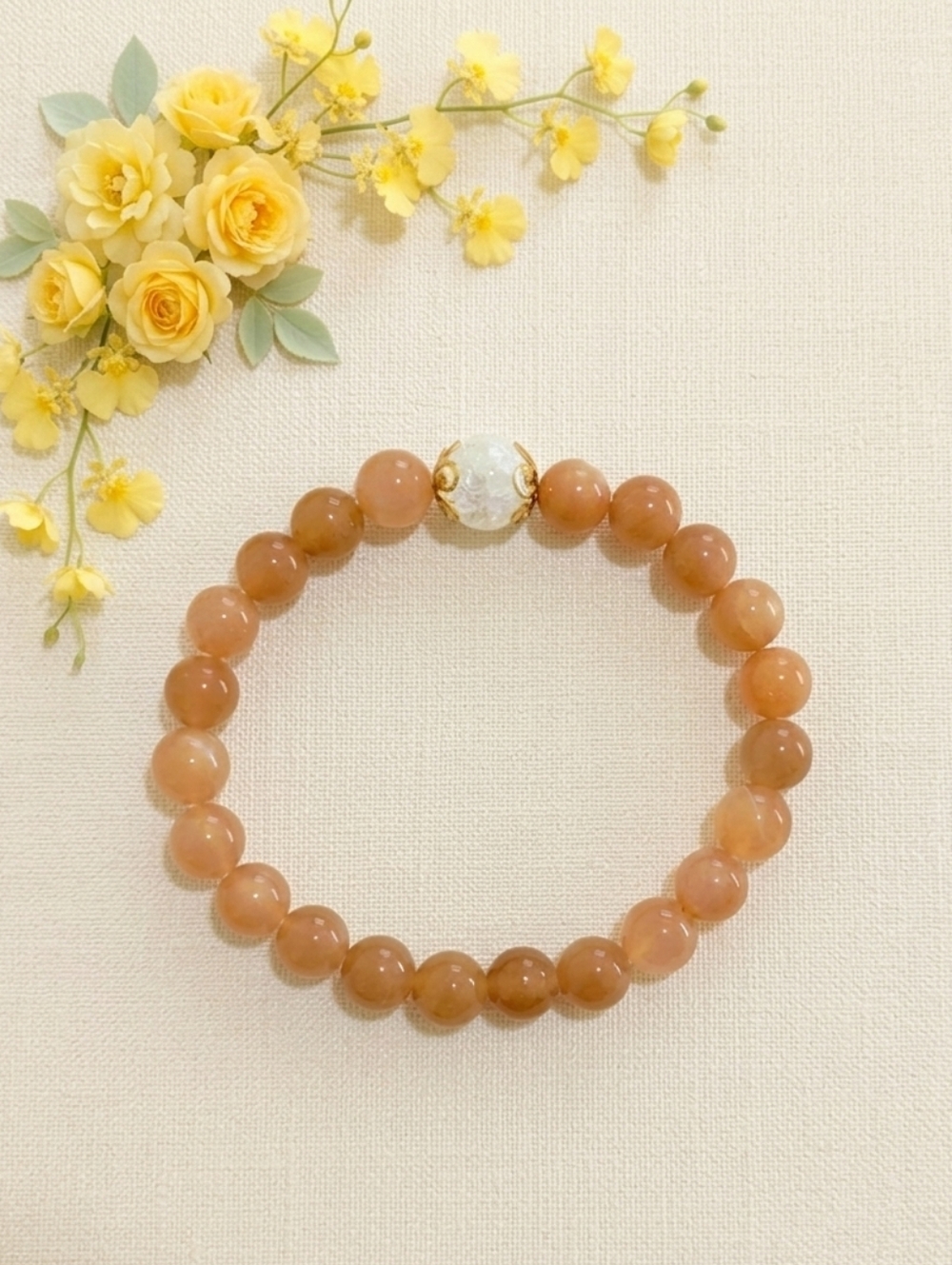 Sunstone/Crackle Quartz Bracelet